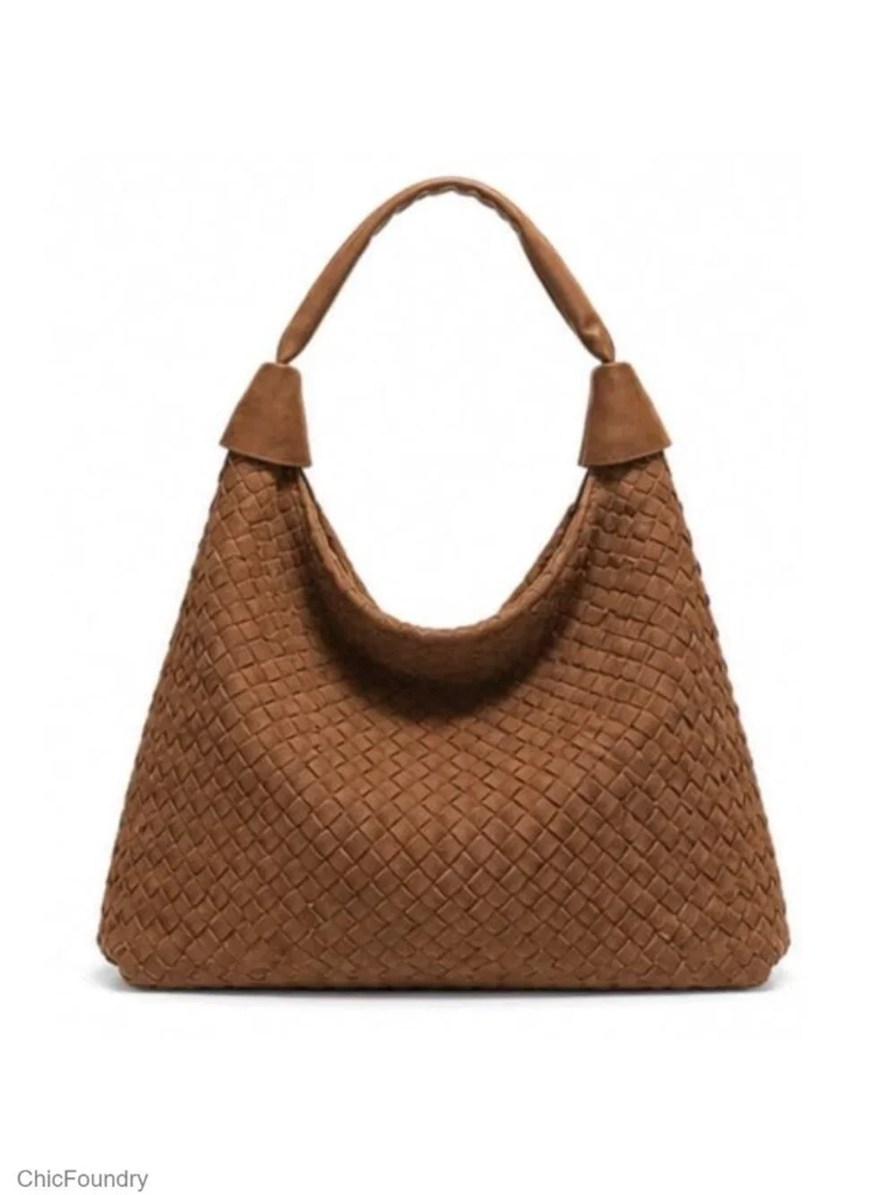 Woven Suede Slouchy Hobo Tote Bag Vegan Leather Women's Shoulder Purse